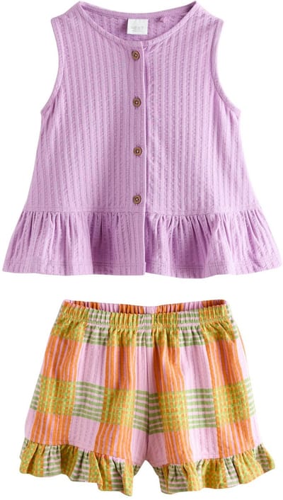 Next - Meisjes - Peplumtop en Korte Broek Set - Paars