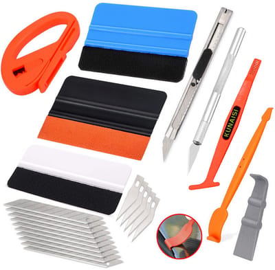 Car Wrap Gereeedschapset - Schraperset - Auto Accessories - Verschillende Soorten Schrapers - Netjes en Zorgvuldig Snijden - 24 Delige Set