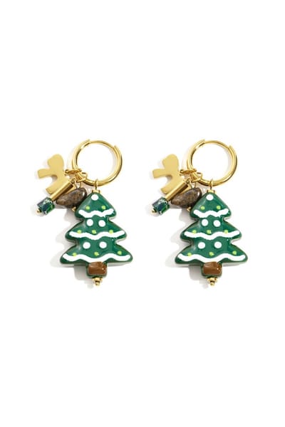 Bijoutheek Oorhangers Kerst Kerstboom Goud
