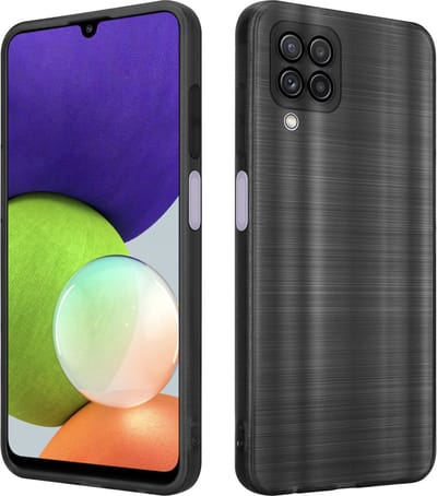 Cadorabo Hoesje geschikt voor Samsung Galaxy A22 4G in Brushed Zwart - Beschermhoes Case Cover van flexibel TPU silicone in Brushed design