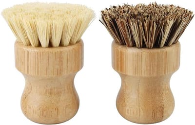 SnelShoppen - 2 Stuks Bamboe Afwasborstel, Natuurlijke Schoonmaakborstel voor Groenten, Geschikt voor Pannen, Kookgerei, Badkamer en Huishoudelijke Re