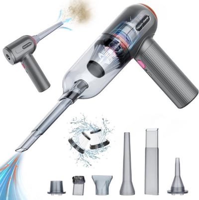 Draagbare Vlekkenreiniger – Kruimeldief Snoerloos Best Verkocht – Vacuum Cleaner – Handstofzuiger – 6 Mondstukken – 9000PA – Grijs