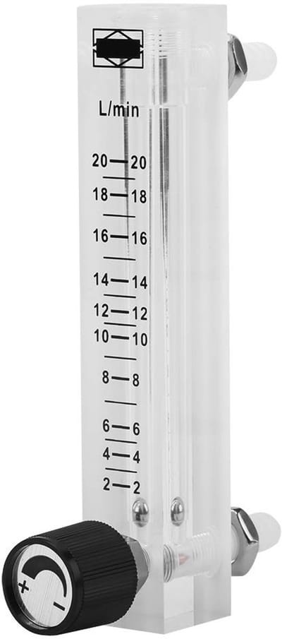 Dailygoods- Gasflowmeter 2-20LPM - Instelbare Regelklep - Unidirectionele Gasstroom - Hoogwaardig Acryl - 8 mm Weerhaken - Drukbestendig tot 0,6 MPa - Flowmeter
