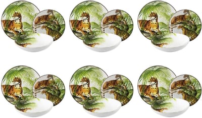 Excelsa Italiaanse Design – 18-delige Serviesset Luipaard – Porselein – Sauvage Stijl