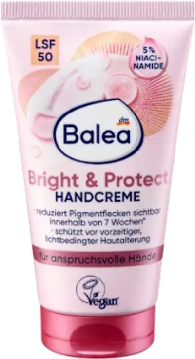 Balea Handcrème Bright & Protect | 1x 75 ml - SPF 50 - met Niacinamide | Handverzorging tegen pigmentvlekken