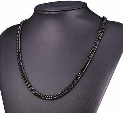 Akyol - zwarte heren ketting-60 cm-6mm-leuke heren ketting-zwarte mannen ketting-ketting-collier-ketting mannen-Mooie zwarte ketting -Effen ketting-stalen ketting-ketting voor vriendin - Ketting voor vriend – 1 ketting - Mannen ketting – Ketting