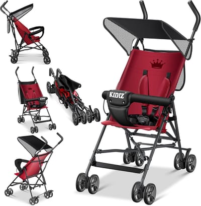 Inklapbare Kinderwagen met 360° Wielen en Zon- en Regenhoes - Voor Kinderen vanaf 6 Maanden