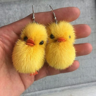 Nouvelles Boucles d'Oreilles Pelucheuses Mode Cheveux de Vison Boucles d'Oreilles Caneton Mignon pour Femmes Bijoux Cadeau Petite Amie yellow
