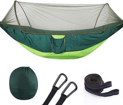 Dubbele Hangmat - Kampeerhangmat Schommel - Buiten Ontspannen - Met Klamboe - 290x140 cm - Groen