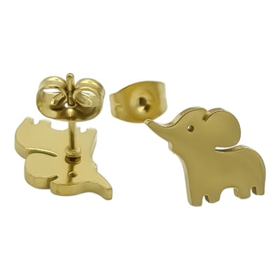 Kleine babyolifant oorbellen voor meisje - Olifant oorknopjes 7 x 11 mm - Hypoallergeen premium gold-plated staal - Goudkleurig