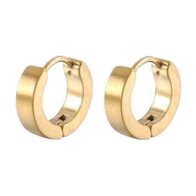 Aramat Jewels | Oorringen | Vergulde RVS Oorringen 14mm - Goudvergulde Hoepel Oorbellen | Glad-14x4mm | |4mm | Staal | Volwassenen | Verkleurd niet