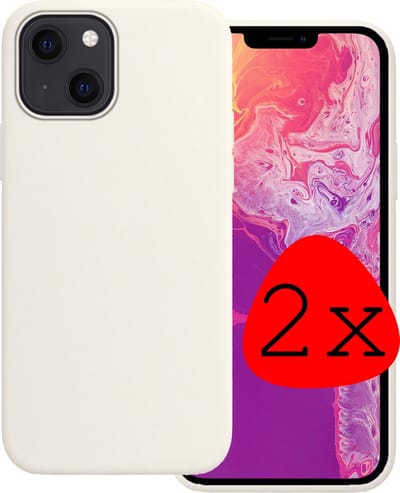 Hoesje 2 Stuks - Geschikt voor Apple iPhone 13 Mini - Sterk & Shockproof - Case Siliconen - Back Cover - Telefoon Hoes - Wit