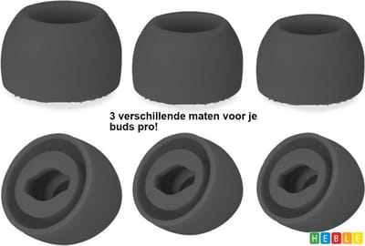 *** Vervangende Oordopjes geschikt voor Samsung Galaxy Buds Pro - Zwart - 3 paar - 3 maten - S/M/L - Past altijd - Earplug - Music - van Heble® ***