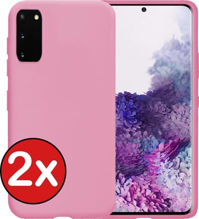 Hoesje - 2 Stuks - Geschikt voor Samsung Galaxy S20 - Sterk & Shockproof - Telefoonhoes - Back Cover - Case Siliconen - Telefoon Hoes - Lichtroze