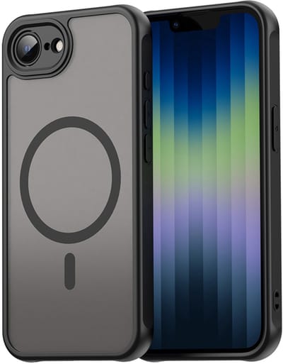 MobyDefend Hoesje - Geschikt voor iPhone 16 - Case Geschikt voor MagSafe - Mat Transparant Met Gekleurde Rand - Blauw