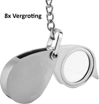 Sleutelhanger Handloep I Juweliersloep I Vergrootglas I Leesloep I Loep I 8x Vergroting I 50 MM Lens I RVS I Zilver