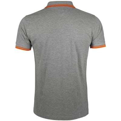 SOLS Heren Pasadena getipt korte mouw Pique Polo Shirt (Grijze mergel/oranje)