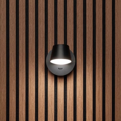 Akudeco – Wandlamp met netstroomaansluiting – Modern rond ontwerp – 3000K – Zwart