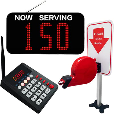Wachtrij Systeem - Klantenservice Oproepsysteem - Restaurant Klinieken - Draadloze Verbinding - 29 x 15.5 x 4 cm - Zwart