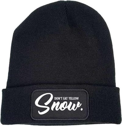 Don't eat yellow snow wintermuts Zwart | wit – soBAD. | Wintersport | Après ski outfit Warme Muts voor Volwassenen | Heren en Dames Beanie