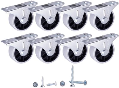 40 mm rubberen meubelwielen - Vast, niet-draaibaar (8 stuks) met schroeven