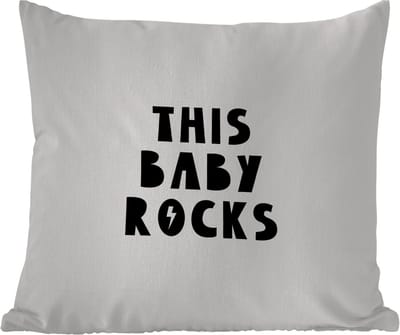 Tuinkussen - Quotes - This baby rocks - Baby - Kinderen - Spreuken - 40x40 cm - Weerbestendig