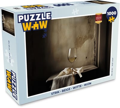 Puzzel Strik - Beige - Witte - Wijn - Legpuzzel - Puzzel 1000 stukjes volwassenen
