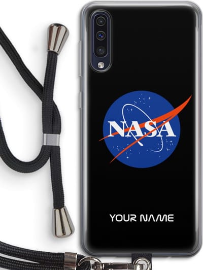 Gepersonaliseerd - Case Company® - Hoesje met koord geschikt voor Samsung Galaxy A50 hoesje met Koord - NASA - Telefoonhoesje met Zwart Koord - Bescherming aan alle Kanten en Over de Schermrand