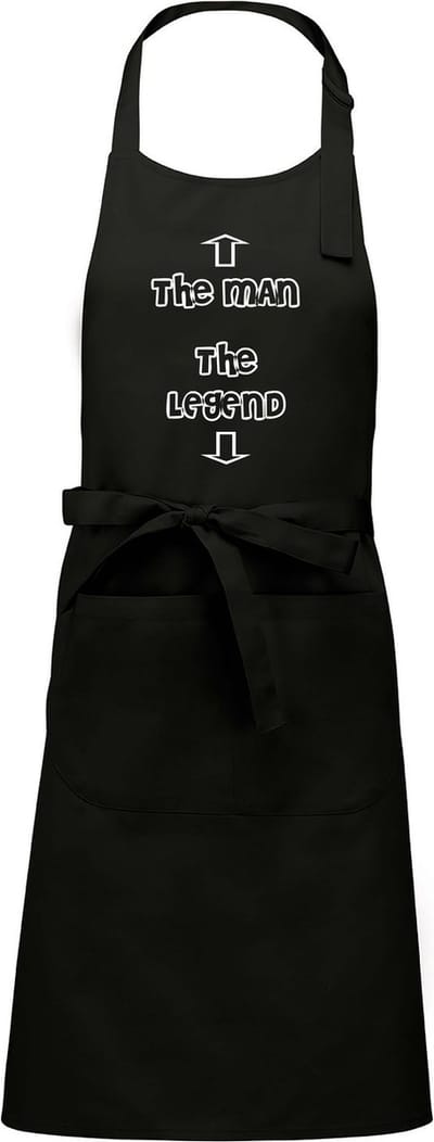 Keukenschort - BBQ schort - The Man the Legend - cadeau verjaardag - vaderdag - zwart