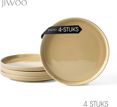 Dinerborden set van 4 (Ø21cm/ 8inch), Ontbijtborden, Pastaborden, Dessertborden, serviesset 4 persoons, Geschikt voor Restaurants, Horeca, Feest, Familiefeesten, Banketten en Picknicks, Magnetron-vaatwasserbestendig, Keramiek
