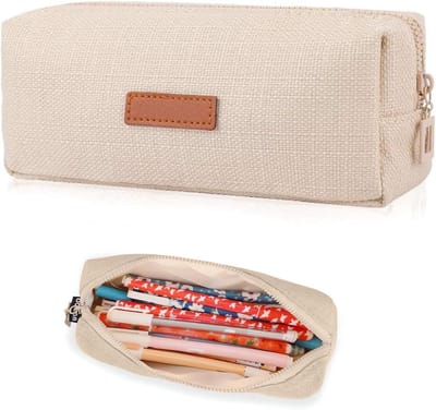 Multifunctionele Etui voor School, Grote Capaciteit, Geschikt voor Jongens en Meisjes, Beige Kleur, Perfect voor Studenten en Kantoorbenodigdheden