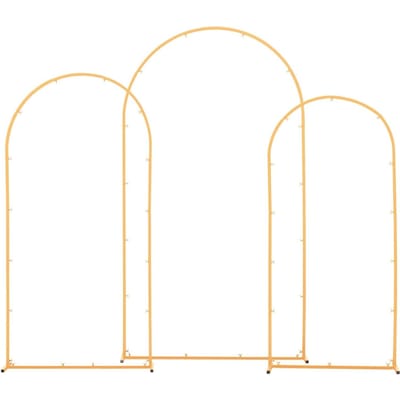 Support d'arche pour toile de fond, Lot de 3, 2,2/2/1,8 m, Structure stable, Assemblage facile, Support d'arche en métal doré pour mariage, fête d'anniversaire, remise de diplôme,