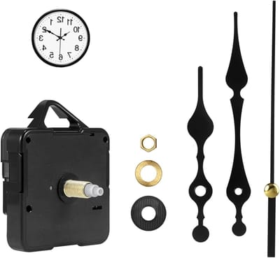 Geruisloos uurwerk voor wandklokken met wijzerset - Perfect voor knutselprojecten, horloge reparaties en DIY klokken, geschikt voor horlogeplaten van 4-6 mm dik. Schachtlengte 16 mm, schroefdraadlengte 9 mm, ideaal voor creatievelingen.