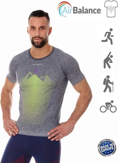 Brubeck Athletic - Airbalance Hardloopshirt / Sportshirt Heren - Lichtgrijs - L