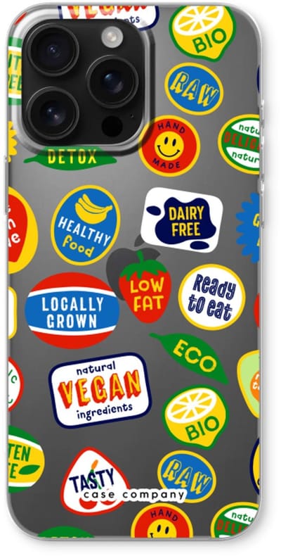 Case Company® - Hoesje geschikt voor iPhone 16 Pro Max hoesje - Fruitsticker - Soft Cover Telefoonhoesje - Bescherming aan alle Kanten en Schermrand