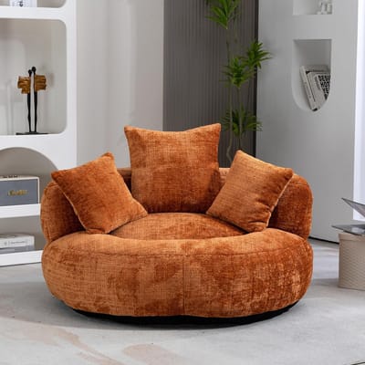 Zitzak Loungebank - Comfortabele stoel - Ontspannen Zitten - Ergonomisch gevormd - 108 x 108 cm - Oranje