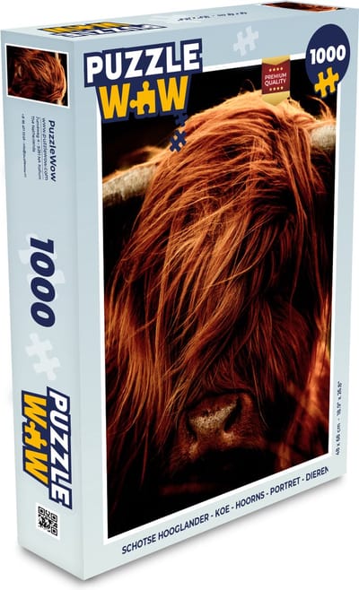 Puzzel Schotse hooglander - Koe - Hoorns - Portret - Dieren - Legpuzzel - Puzzel 1000 stukjes volwassenen