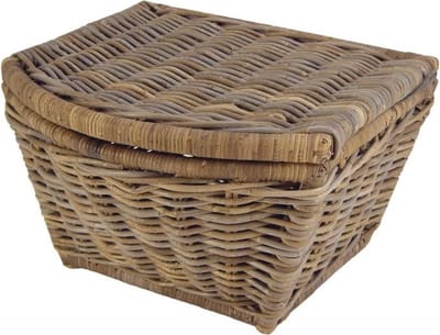 Fietsmand - met deksel - Rotan - Riet - Grey