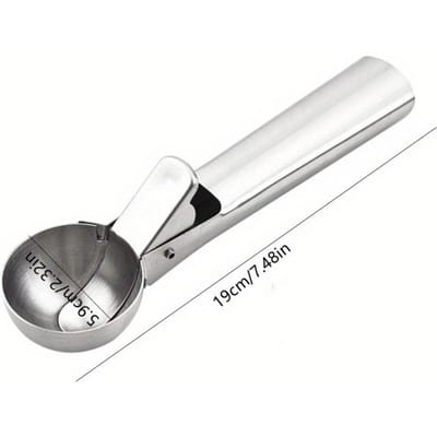 RVS IJsschep met Eenvoudig-Kniksysteem - Stevige Comfortabele Grip, Vaatwasserbestendig, Perfect voor Bevroren Desserts en Meloenbolletjes