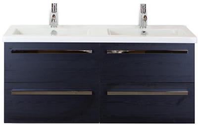 Seville Badmeubelset 120 cm - 4 Laden Black Oak - Wastafel Djazz Dubbel
