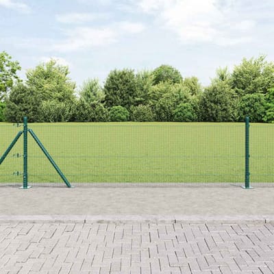 vidaXL - gelast - draadhek - met - betonnen - voetstuk - 10 - x - 0,4 - m - Groen - Mesh