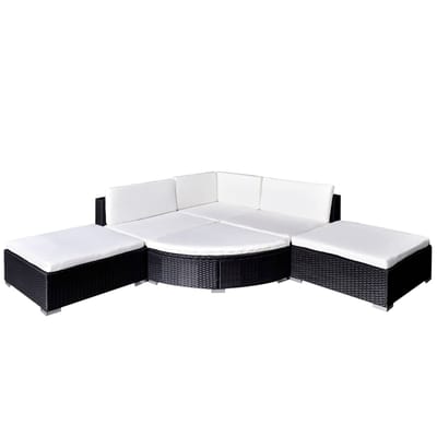 vidaXL - 6-delige - Loungeset - met - kussens - poly - rattan - zwart
