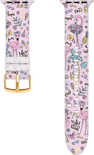 Siliconen bandje - geschikt voor Apple Watch series 1/2/3/4/5/6/7/8/9/10/11/ SE (1,2,3) / Ultra (1,2,3) met maat 44 mm / 45 mm / 46 mm / 49 mm - pink flamingo