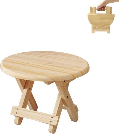 Mini Krukje, Opklapbare Houten Bank. Reisstoeltje, Ronde Kinderkruk, Draagbare Opstapje voor Thuis, Badkamer, Keuken, Tuin, Kantoor, Reizen. Ondersteunt 90 kg.