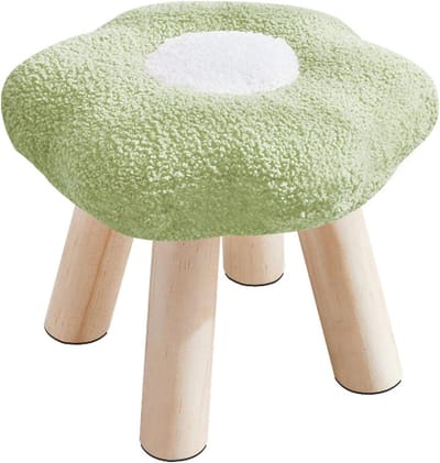 Houten Kinderkrukje - Voetenbankje - Schoenen Aantrekken - Stevige Houten Constructie - 33x30cm - Bloemenprint