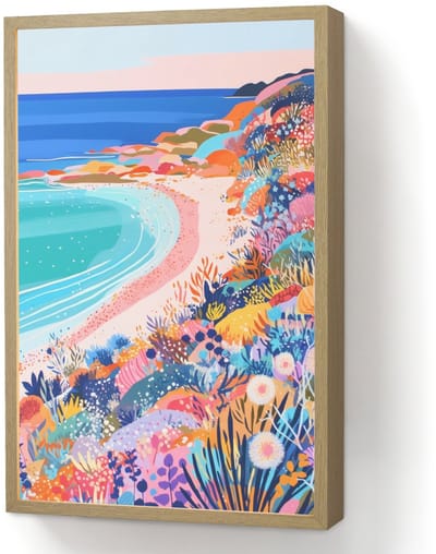 Wandlamp 40x60 cm - Oplaadbaar - Bloemenweide - Zee - Zomers - Wandlampen binnen woonkamer - Slaapkamer lamp - Decoratieve nachtlamp - Vloerlamp draadloos