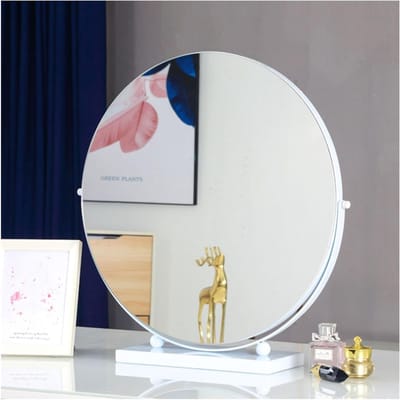 Draaibaar Tafelspiegel - Make-up Spiegeltje - Dagelijkse Verzorging - 360 Graden Rotatie - 30 cm - Wit