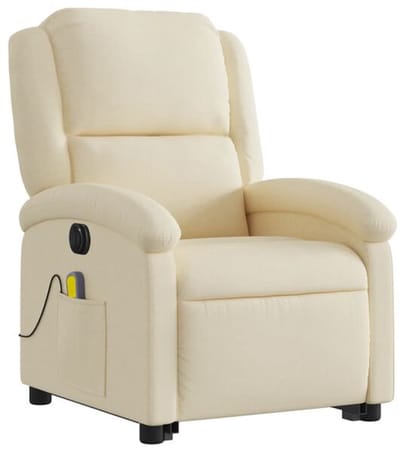 Massagestoel - Relaxfauteuil - Zetel - Sta op stoel elektrisch - Stof - 1 persoons - Met armleuning - Zeer comfortabel - Elektrisch - Crème