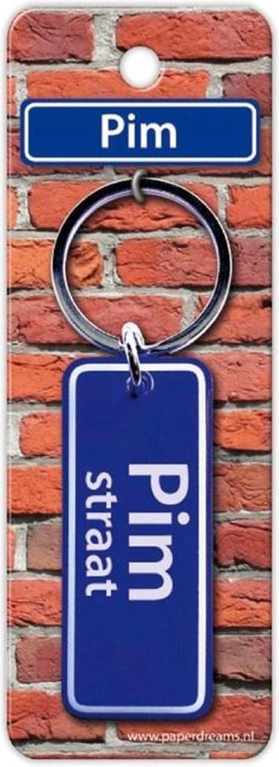 Paper Dreams Sleutelhanger Straatnaam Pim 9 Cm Staal Blauw
