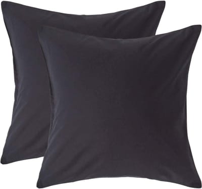 Homescapes Kussensloop 40x40 cm Set van 2 – Zwart – 100% Egyptisch Perkal Katoen – 200 TC